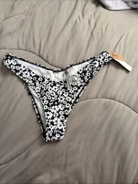 PINK Victoria's Secret Black & White Floral Bikini Bottom